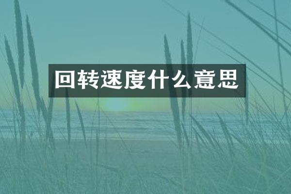 回转速度什么意思