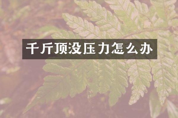 千斤顶没压力怎么办