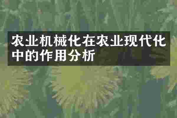 农业机械化在农业现代化中的作用分析