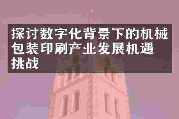 探讨数字化背景下的机械包装印刷产业发展机遇与挑战