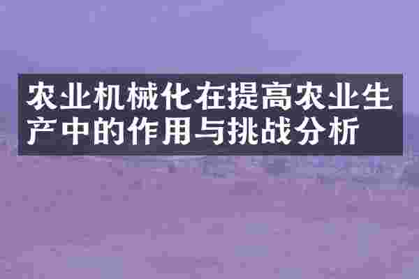 农业机械化在提高农业生产中的作用与挑战分析