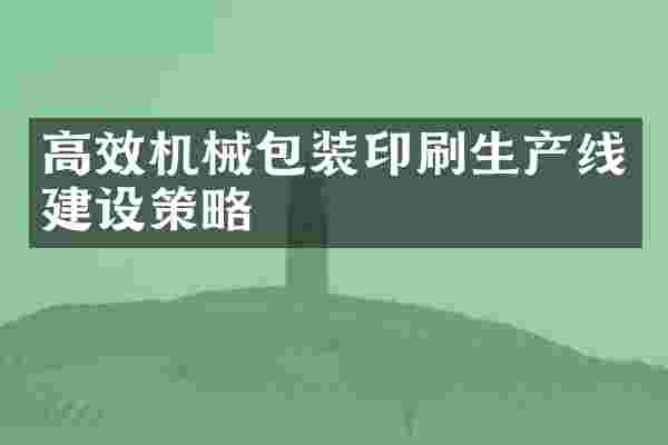 高效机械包装印刷生产线建设策略