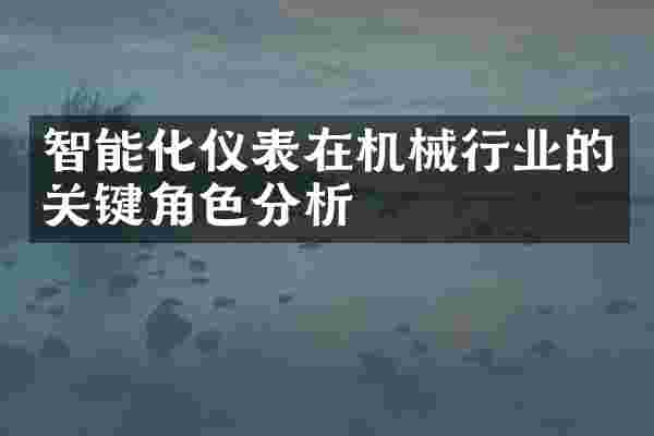 智能化仪表在机械行业的关键角色分析