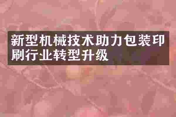 新型机械技术助力包装印刷行业转型升级