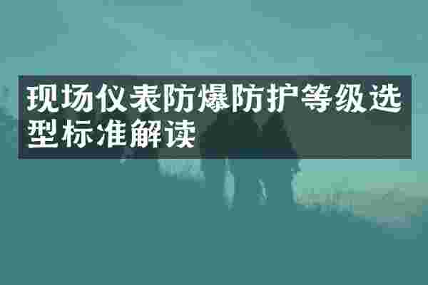 现场仪表防爆防护等级选型标准解读